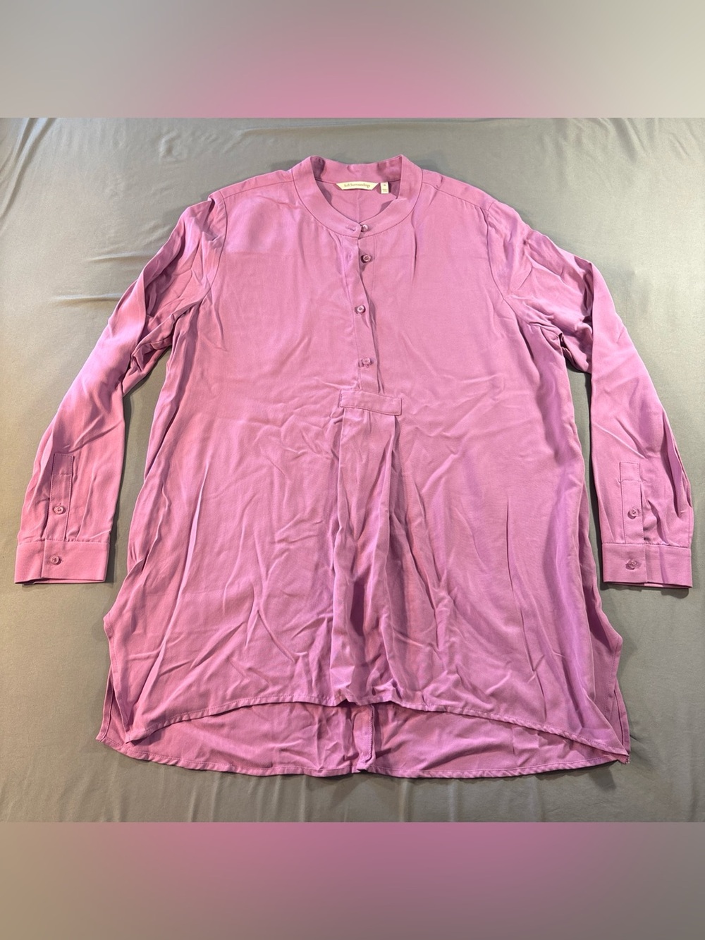 Soft Surroundings Womens Tunic Sz XL Pink Purple Lagenlook Top Soft Comfortable